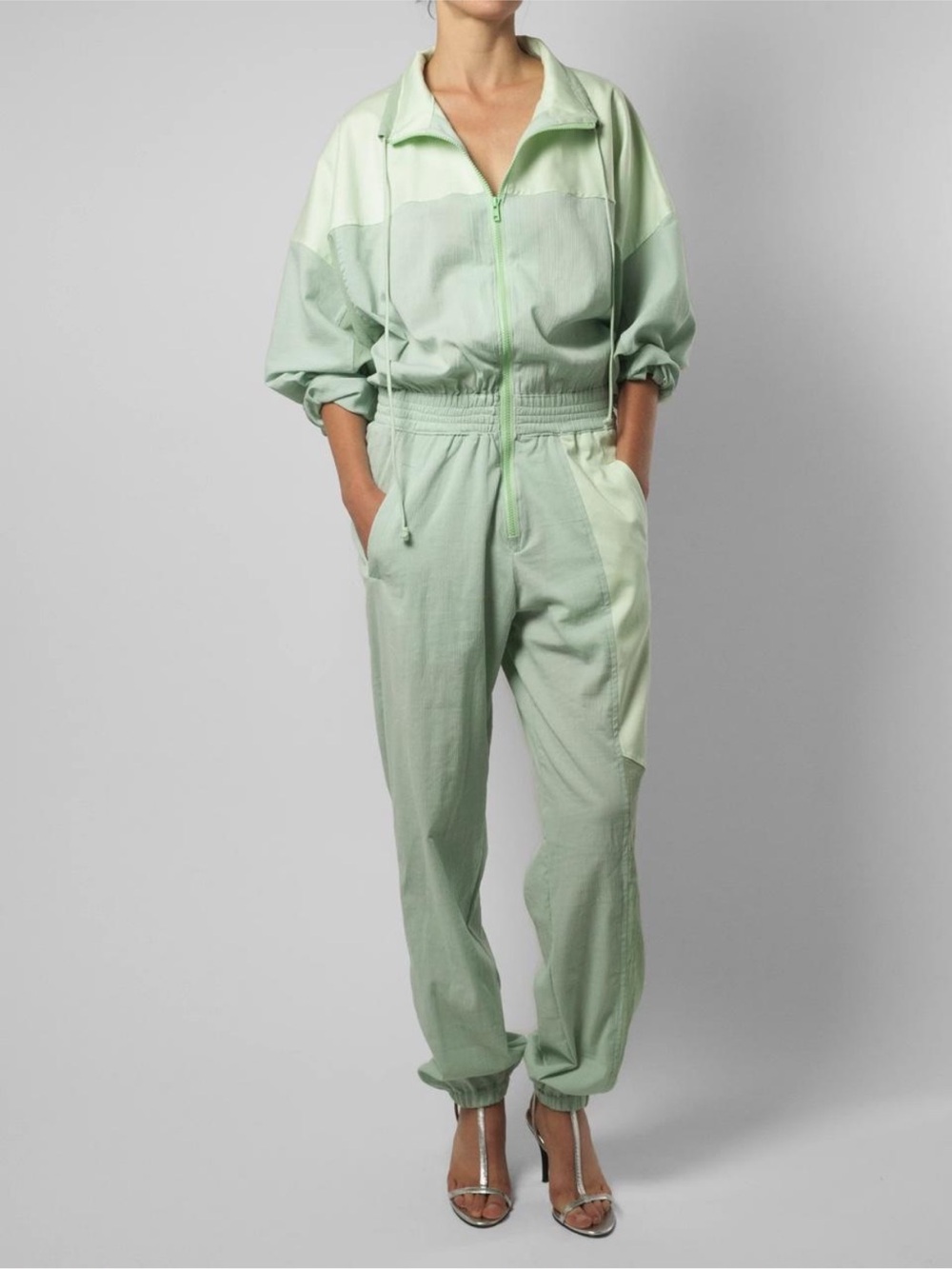 Light Mint Green Women's Zip-Front Jumpsuit